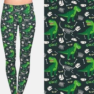 Boutique  T-Rex Dinosaur buttery soft yoga waisted leggings